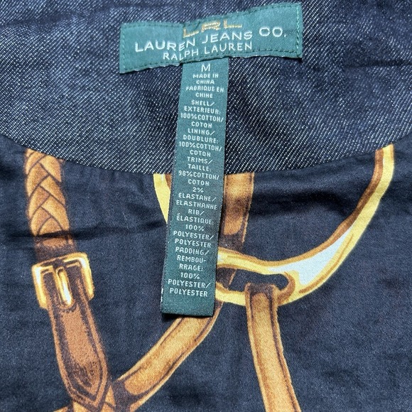 Women's M Lauren‎ Ralph Lauren Denim Quilted Jacket Snap Button - Picture 6 of 10